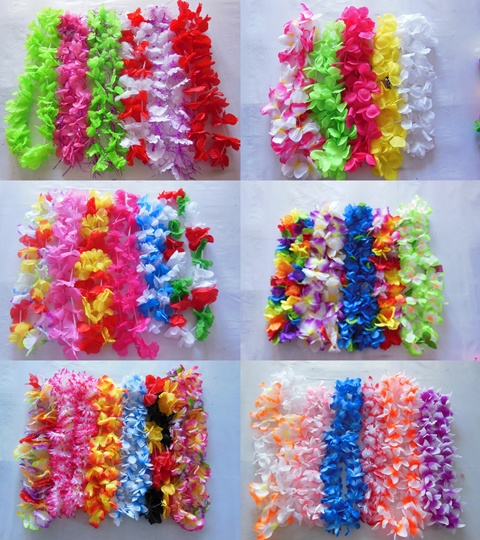 12Pcs Hawaiian Dress Party Flower Leis/Lei 45-65cm Long - Click Image to Close
